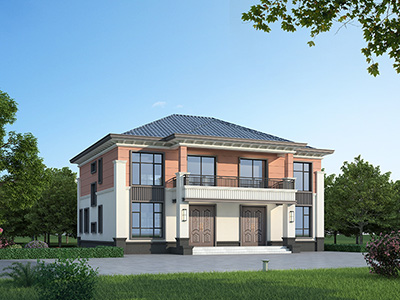 雙拼二層小別墅設(shè)計(jì)圖BZ2740-新中式風(fēng)格